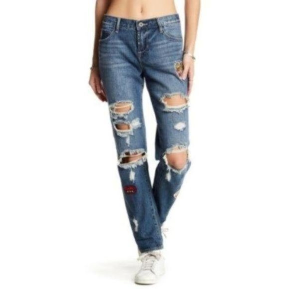 Articles of Society Jeans Boyfriend Distress Patch Jean - Picture 2 of 8